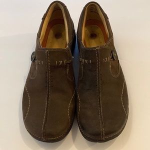 Clarks Un Structured Brown Loafers/Mules Leather Shoes Size 10